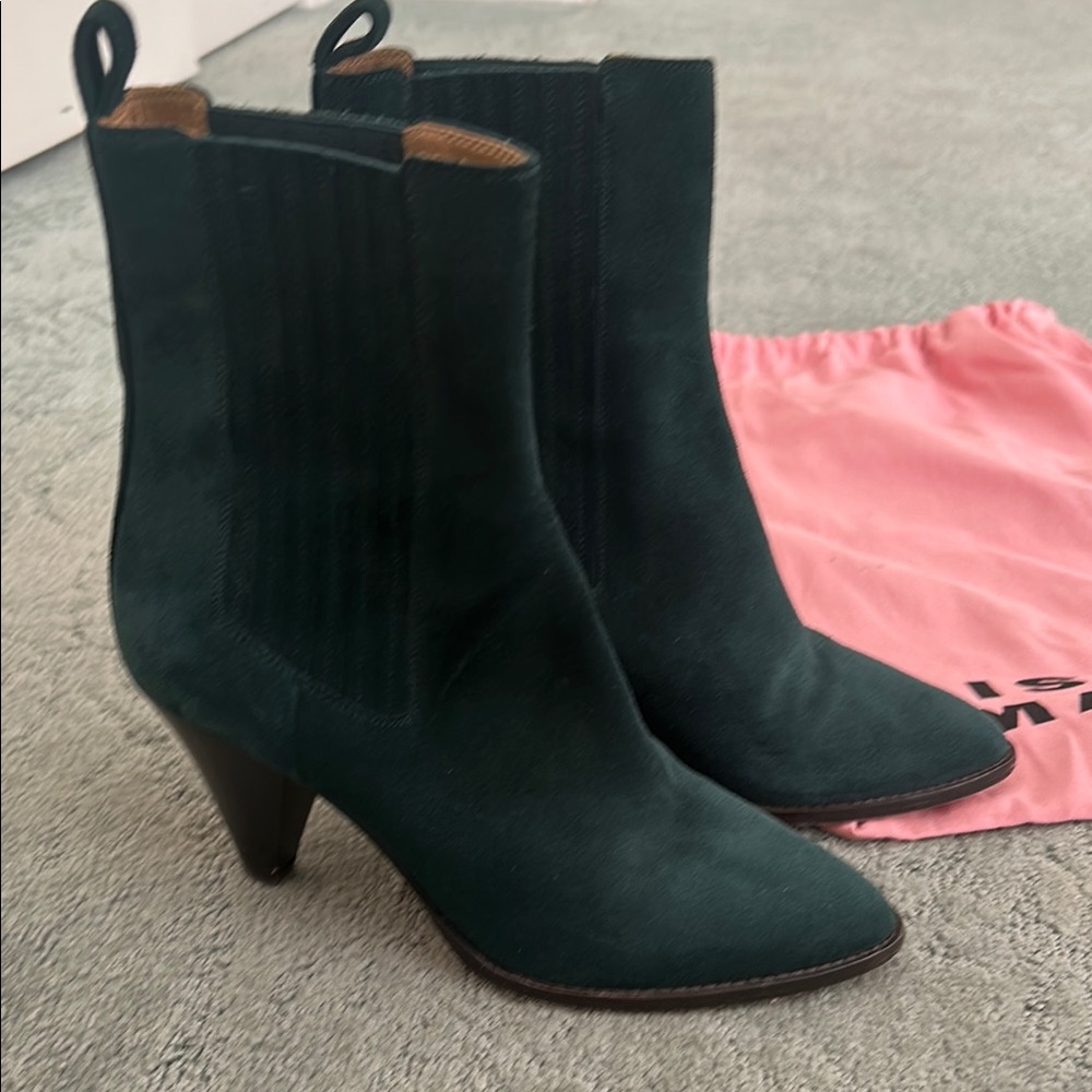 Isabel Marant Reliane Elegant Green suede Ankle Boots 37 7